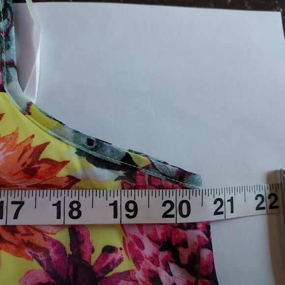 Signature Robbie Bee Womens Dress 14P Multicolor Floral Chiffon Sleeveless Lined - Picture 12 of 13